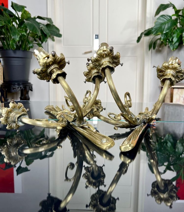 Pair of Bronze and Frosted Glass Tulip Wall Sconces
