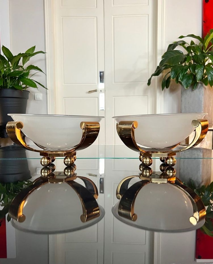 Coppia di lampade in bronzo Art Déco - Luci a colonna