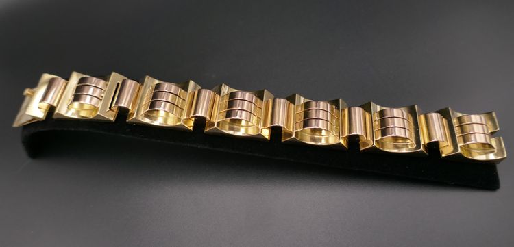 Bracciale Tank in oro rosa e giallo 18 carati, 105,25 grammi.