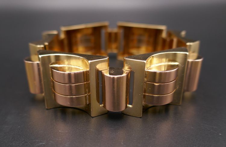 Bracciale Tank in oro rosa e giallo 18 carati, 105,25 grammi.