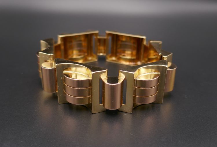 Bracciale Tank in oro rosa e giallo 18 carati, 105,25 grammi.