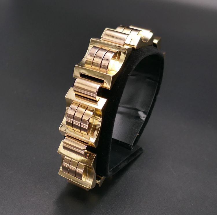 Bracciale Tank in oro rosa e giallo 18 carati, 105,25 grammi.