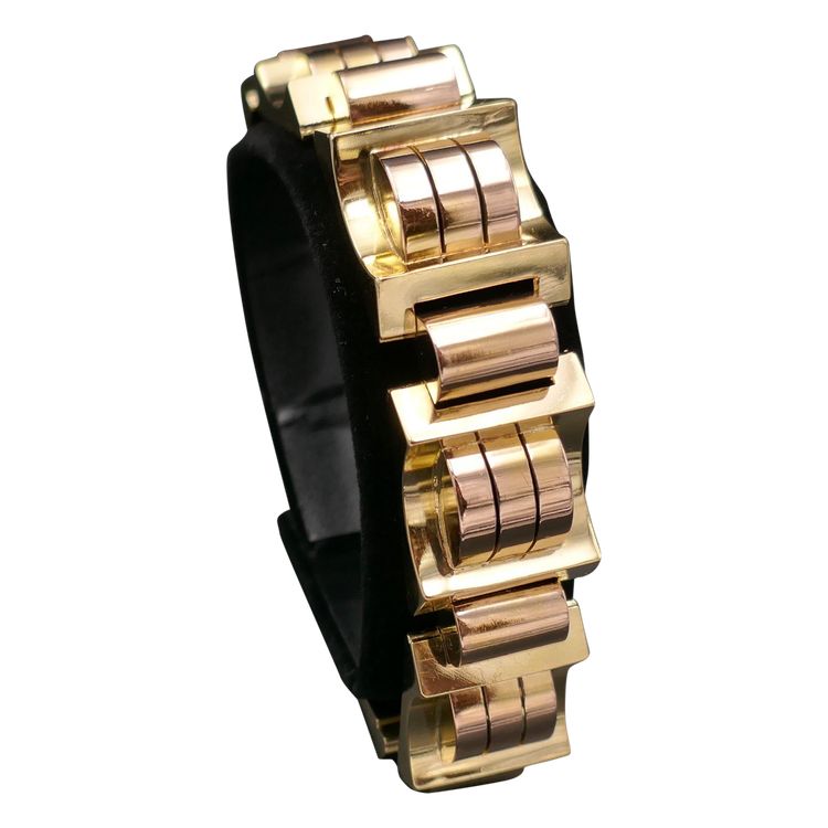 Bracciale Tank in oro rosa e giallo 18 carati, 105,25 grammi.