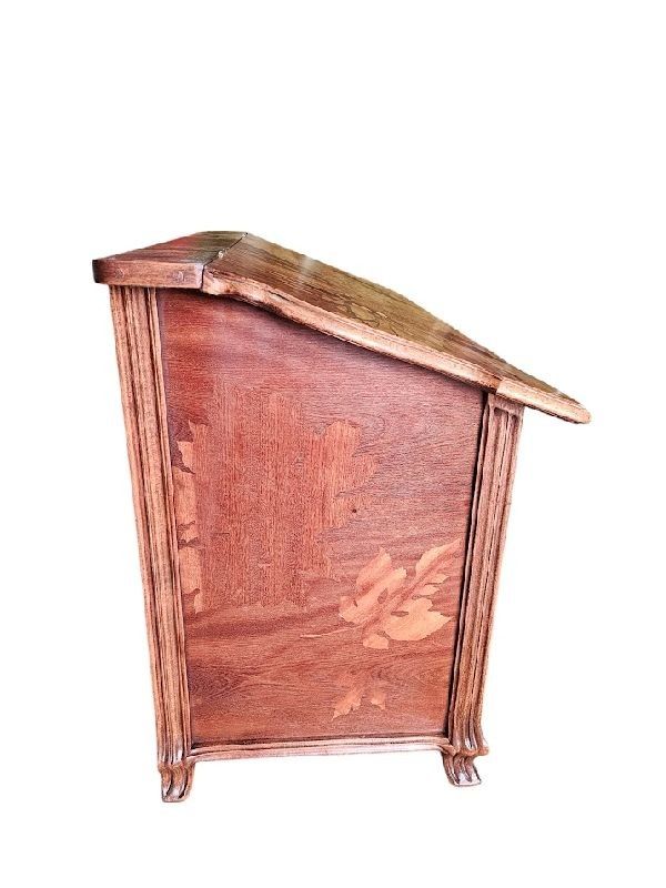 Cassapanca Emile Gallé Art Nouveau "Paesaggio invernale animato