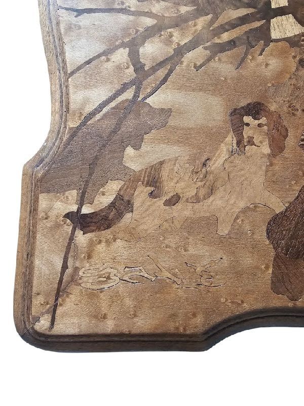 Cassapanca Emile Gallé Art Nouveau "Paesaggio invernale animato