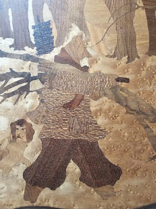 Cassapanca Emile Gallé Art Nouveau "Paesaggio invernale animato