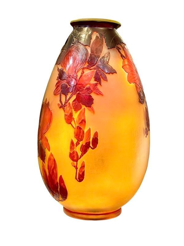 Emile Gallé Important Art Nouveau "Magnolias" Vase