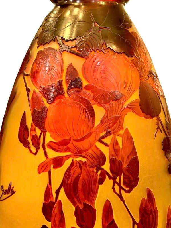 Emile Gallé Important Art Nouveau "Magnolias" Vase