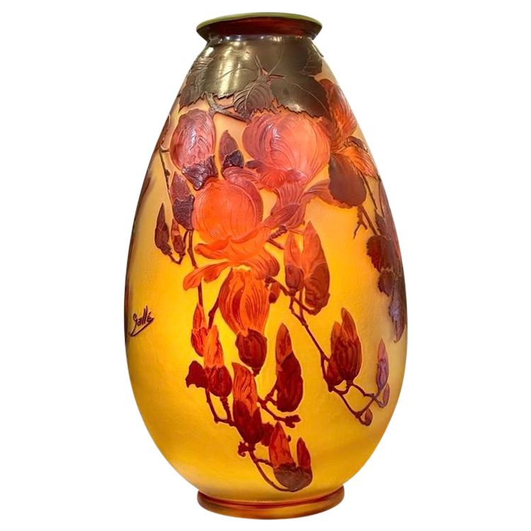Emile Gallé Important Art Nouveau "Magnolias" Vase