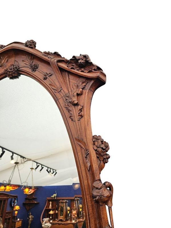 Art Nouveau Ecole de Nancy "aux Pavots" mirror
