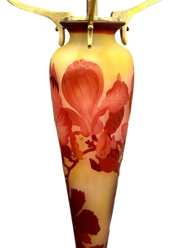 Lampada a fungo grande in stile Art Nouveau "Magnolias" di Emile Gallé