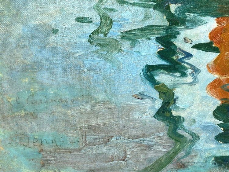 Olio su tela firmato Denys o Lenys H. Bacino di carenaggio del porto di Marsiglia