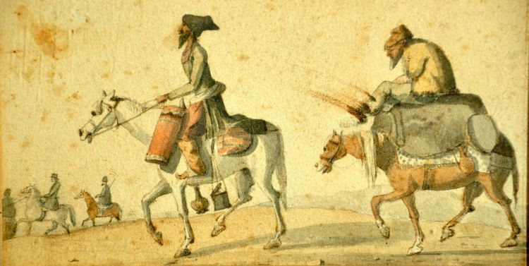 Scene equestri orientaliste Coppia di acquerelli