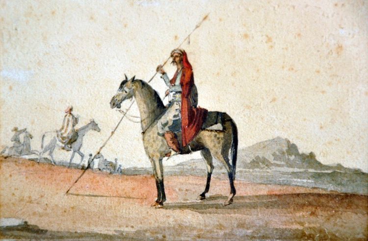 Scene equestri orientaliste Coppia di acquerelli