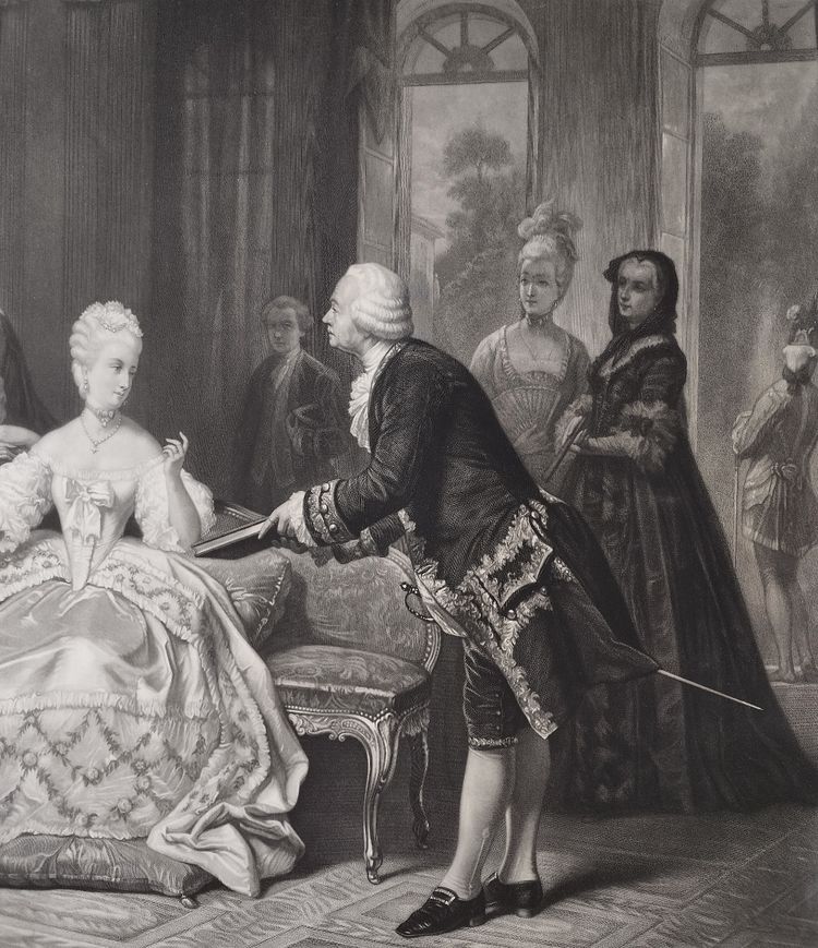 Marie-antoinette And Gluck At Trianon Large Antique Engraving 19th Century Etching Old Print