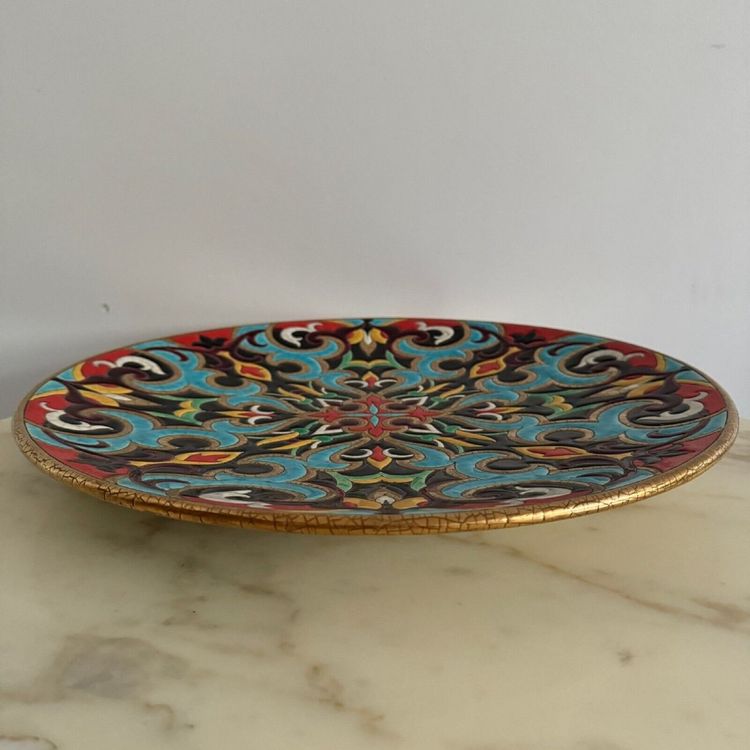 Longwy Arabesque enamel dish created by P. Mignon