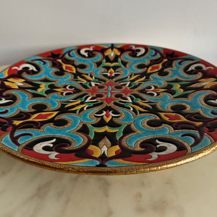 Longwy Arabesque enamel dish created by P. Mignon