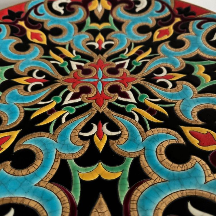 Longwy Arabesque enamel dish created by P. Mignon