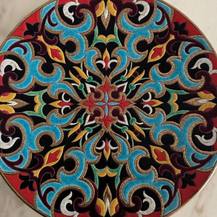 Longwy Arabesque enamel dish created by P. Mignon
