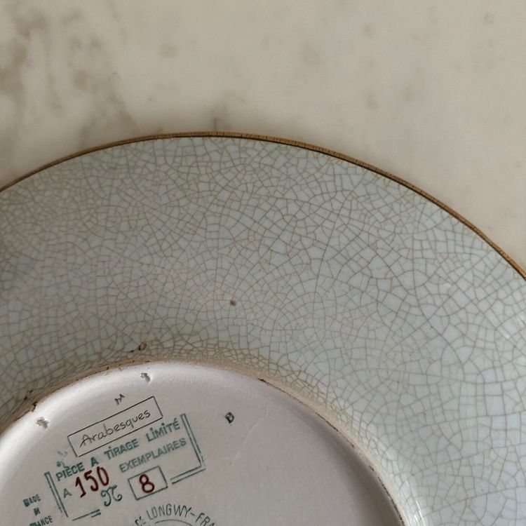 Longwy Arabesque enamel dish created by P. Mignon