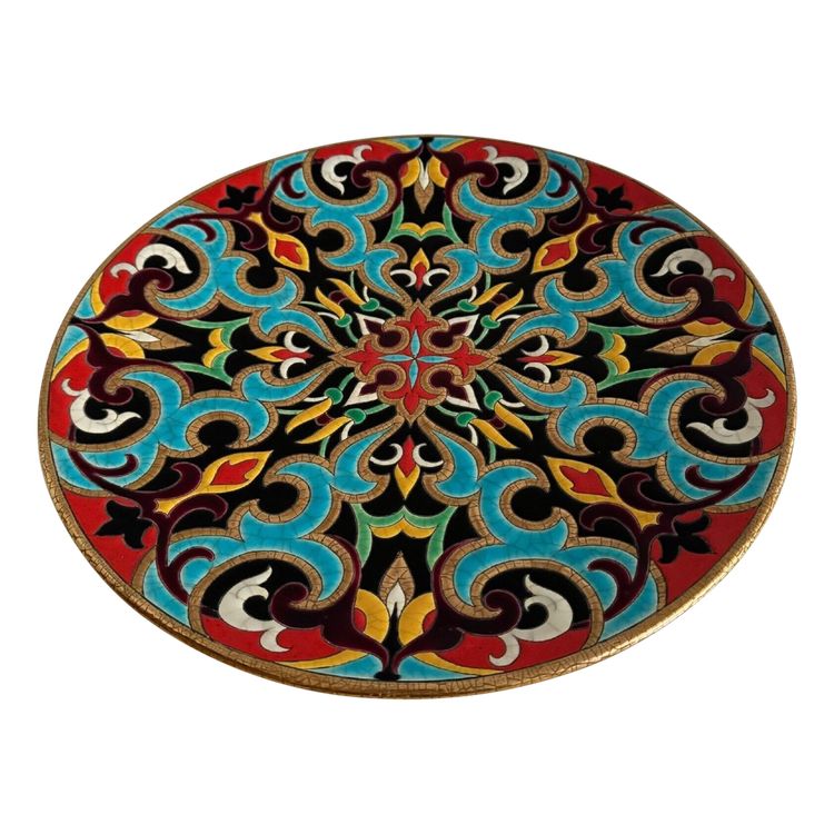 Longwy Arabesque enamel dish created by P. Mignon