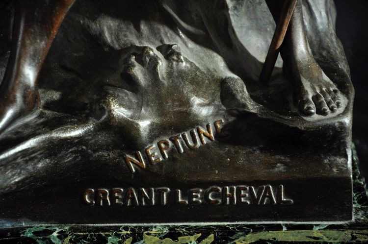 Neptune Créant Le Cheval Sculpture Signed Emile Picault
