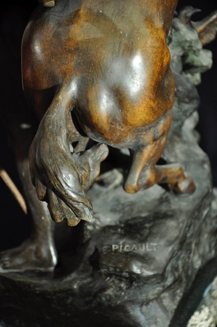 Neptune Créant Le Cheval Sculpture Signed Emile Picault