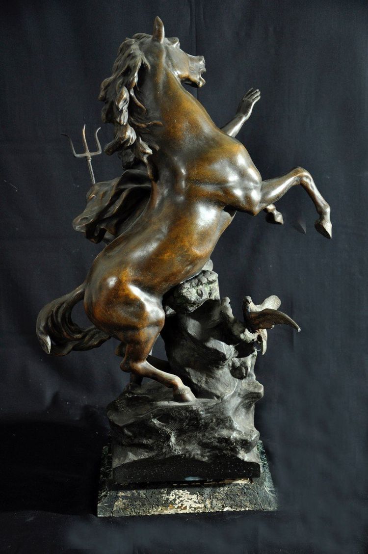 Neptune Créant Le Cheval Sculpture Signed Emile Picault