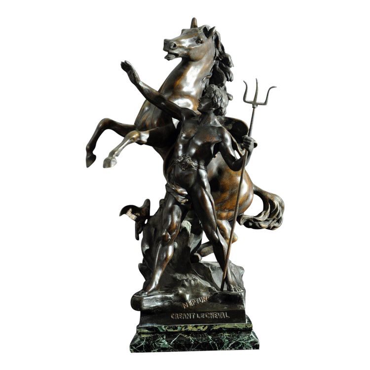 Neptune Créant Le Cheval Sculpture Signed Emile Picault