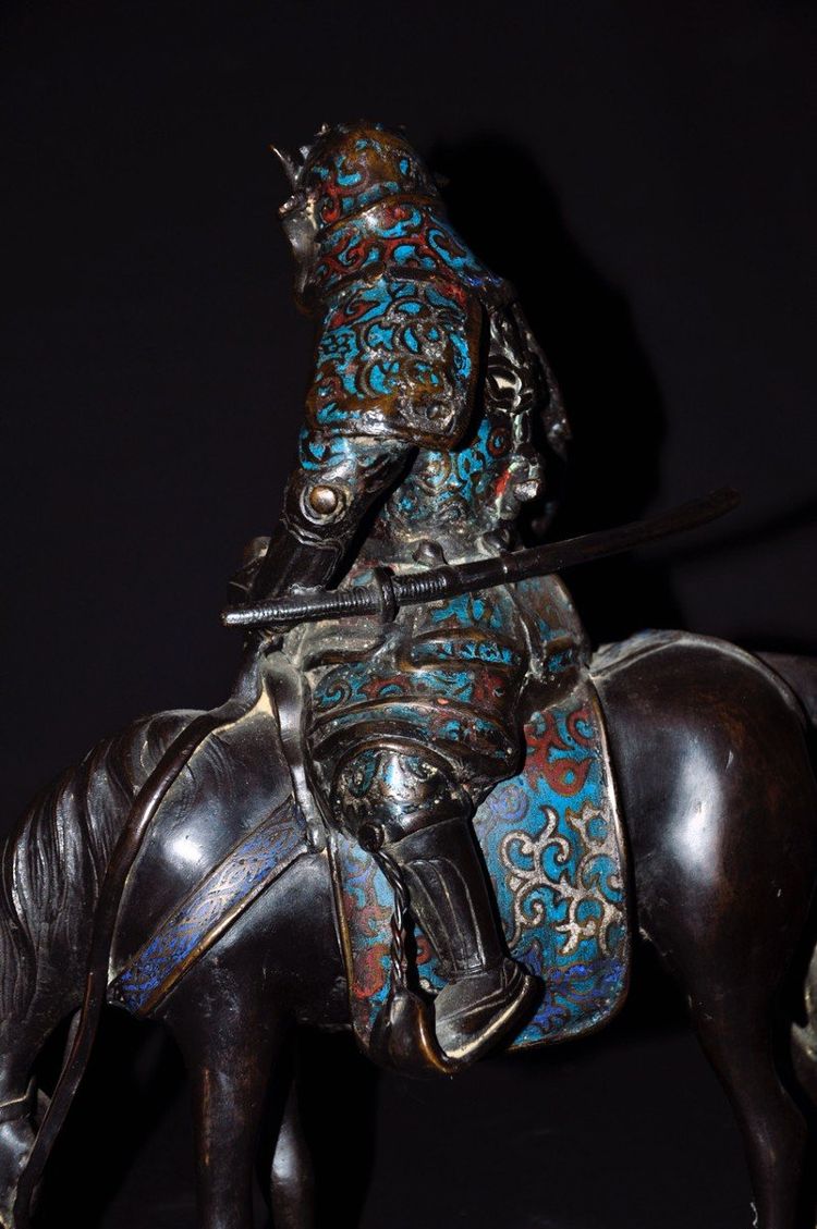 Samouraï En Bronze Cloisonné Fin XIXe Siècle