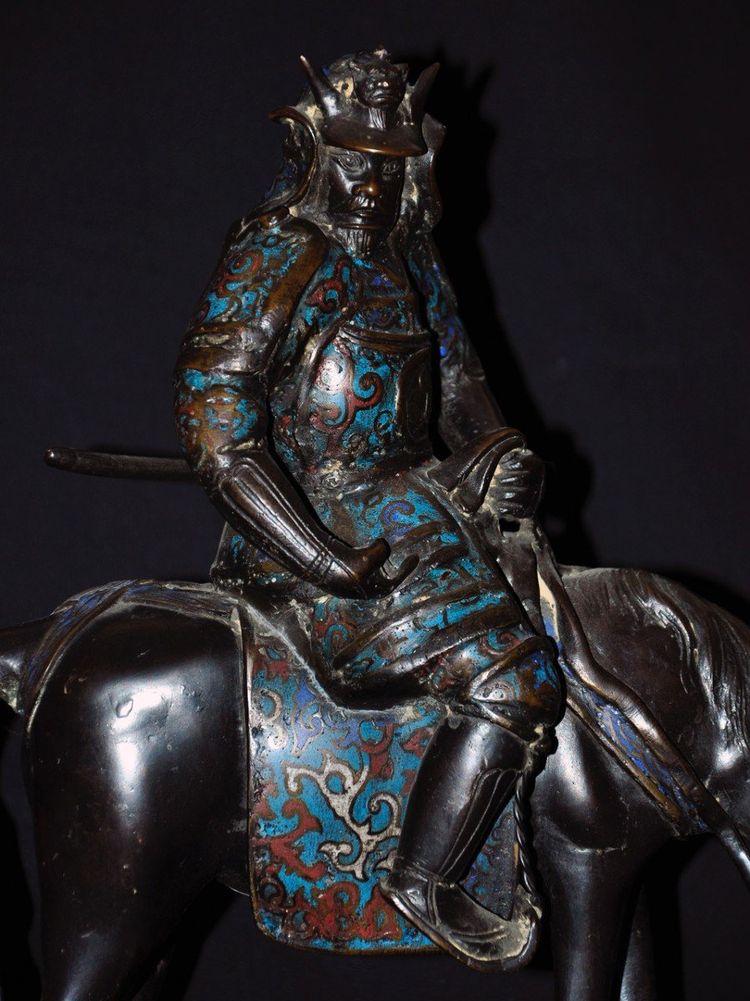 Samouraï En Bronze Cloisonné Fin XIXe Siècle