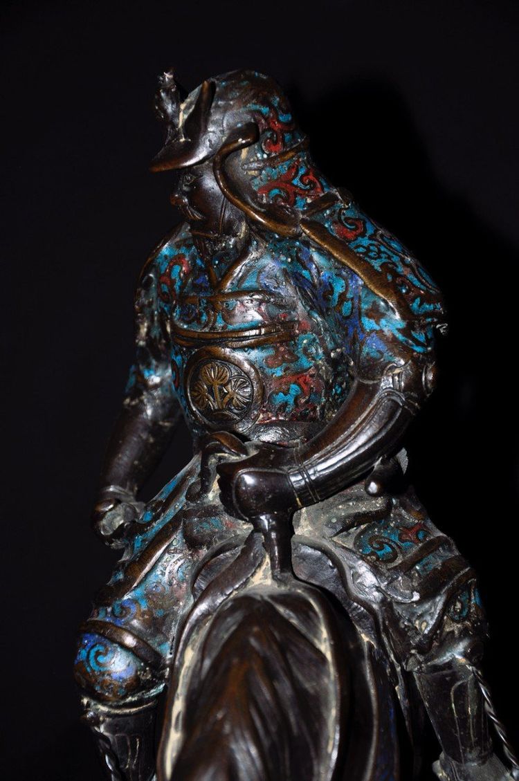 Samouraï En Bronze Cloisonné Fin XIXe Siècle