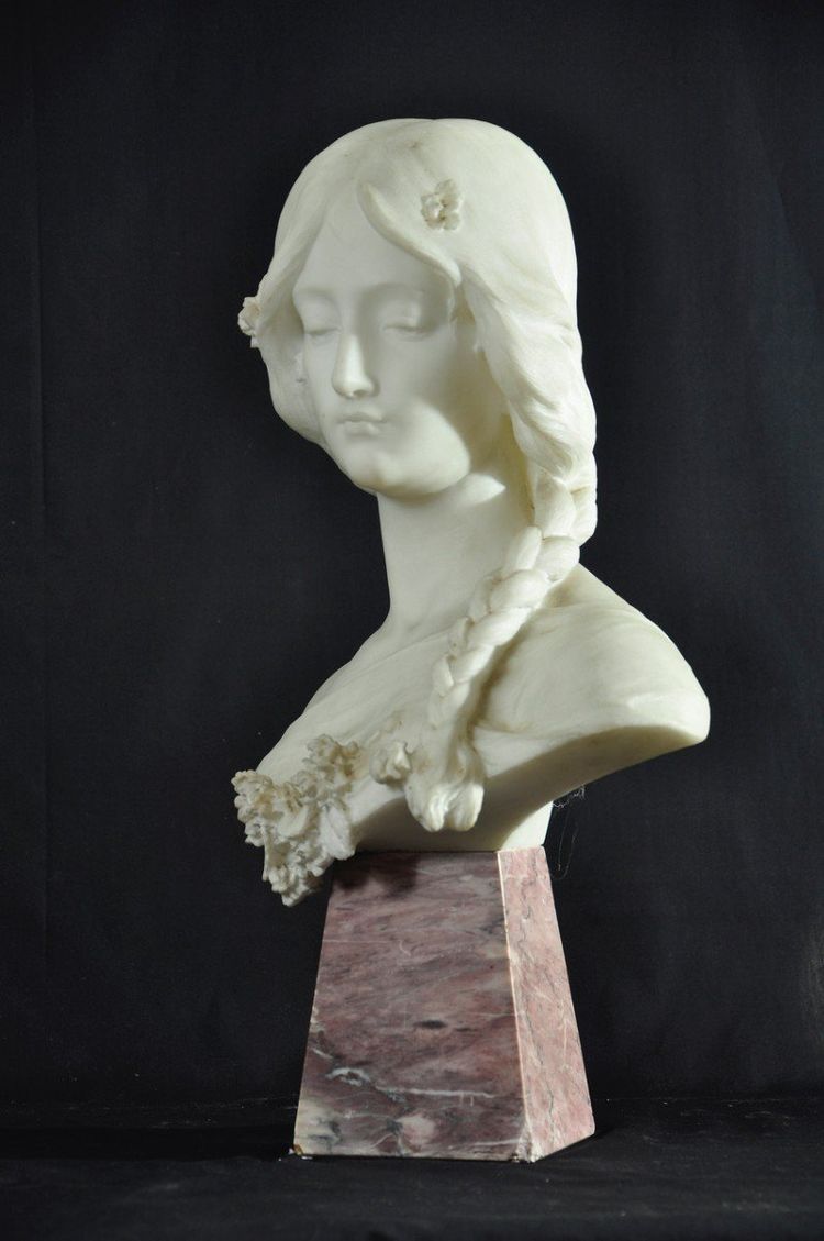 Sculpture Carrara Marble Direct Cut Signed Attilio Fagioli Early 20th Century Marble Base