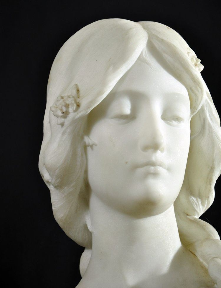 Sculpture Carrara Marble Direct Cut Signed Attilio Fagioli Early 20th Century Marble Base