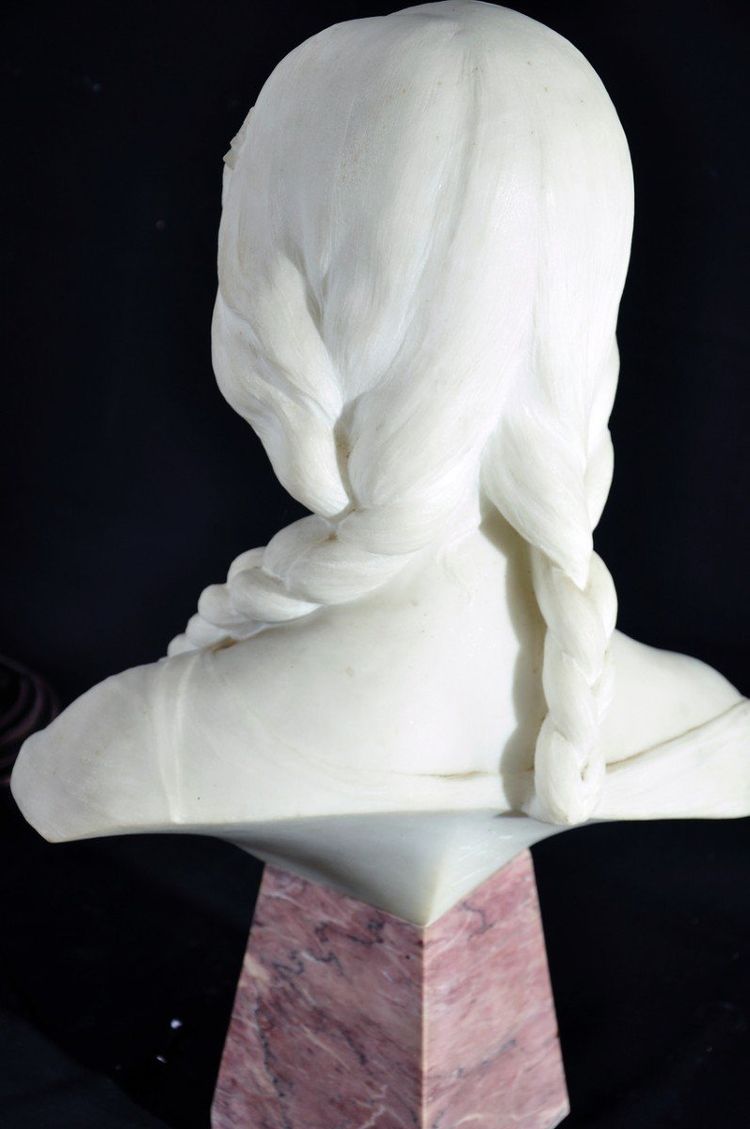 Sculpture Carrara Marble Direct Cut Signed Attilio Fagioli Early 20th Century Marble Base