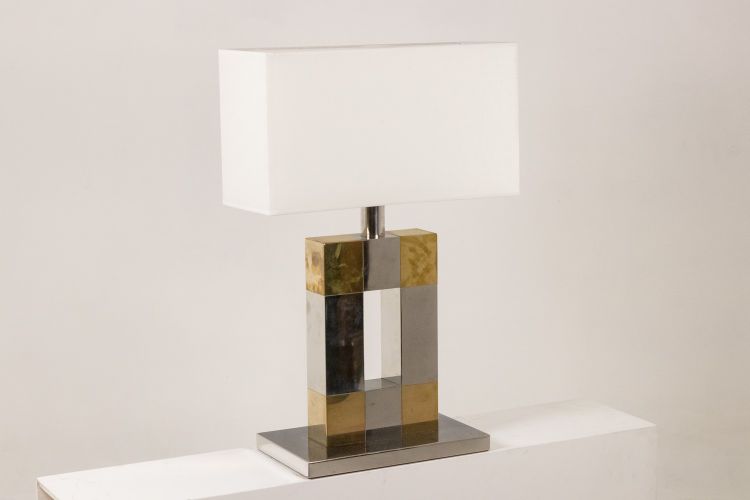 Geometric lamp in silvered and gilded metal. Circa 1970. LS5792407U