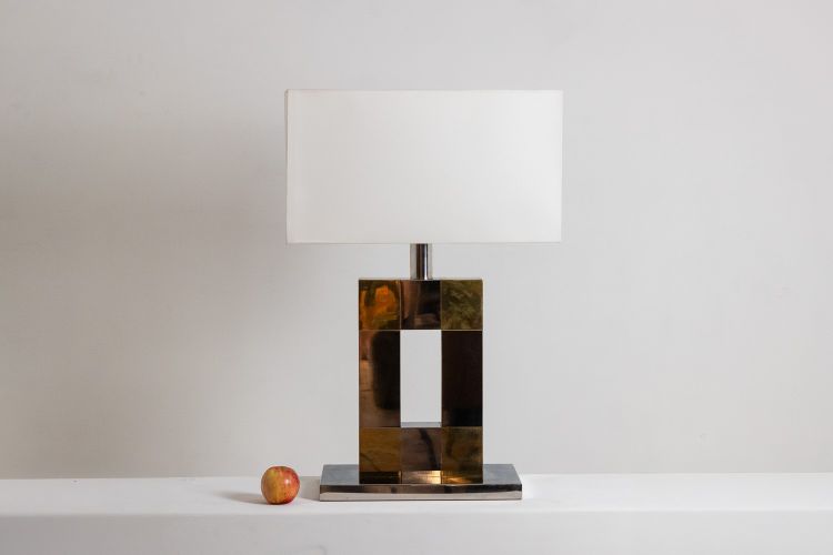 Geometric lamp in silvered and gilded metal. Circa 1970. LS5792407U