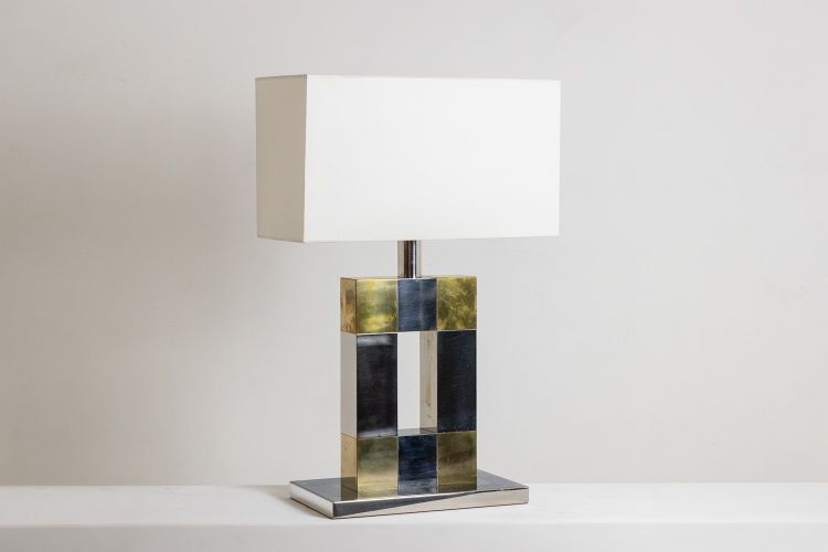 Geometric lamp in silvered and gilded metal. Circa 1970. LS5792407U