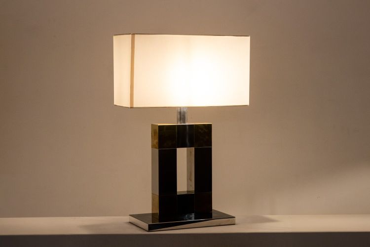 Geometric lamp in silvered and gilded metal. Circa 1970. LS5792407U