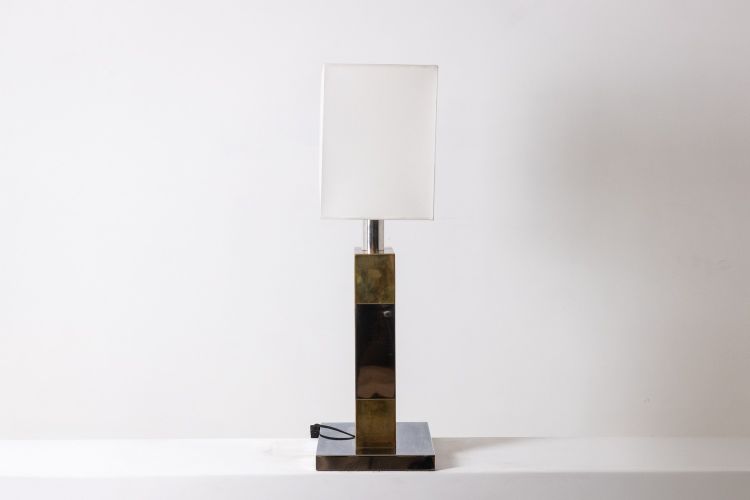 Geometric lamp in silvered and gilded metal. Circa 1970. LS5792407U
