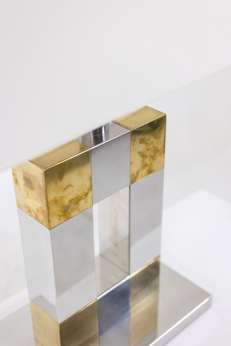 Geometric lamp in silvered and gilded metal. Circa 1970. LS5792407U