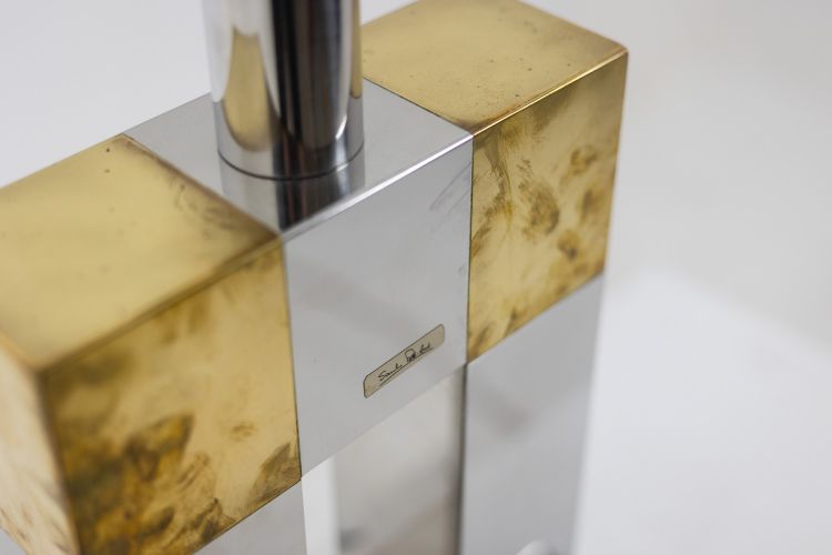 Geometric lamp in silvered and gilded metal. Circa 1970. LS5792407U