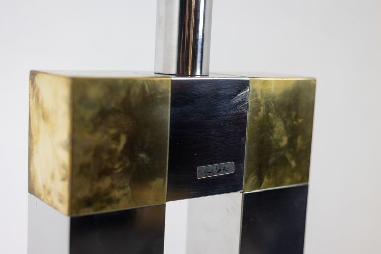 Geometric lamp in silvered and gilded metal. Circa 1970. LS5792407U