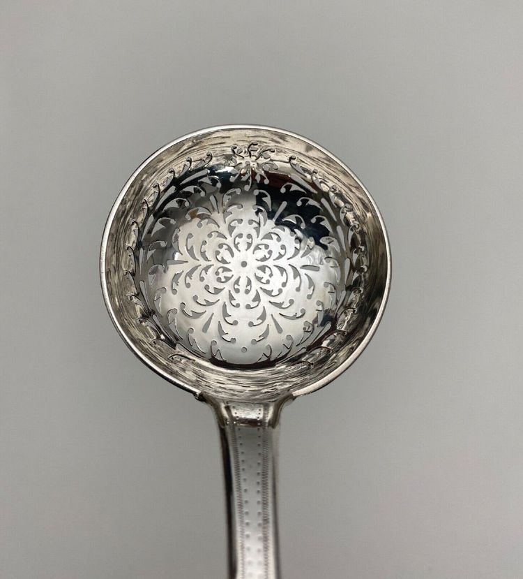 18th century silver sprinkling spoon, Farmers General hallmarks
