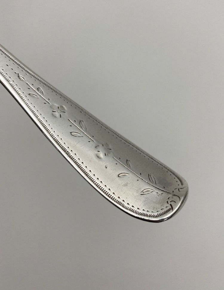 18th century silver sprinkling spoon, Farmers General hallmarks