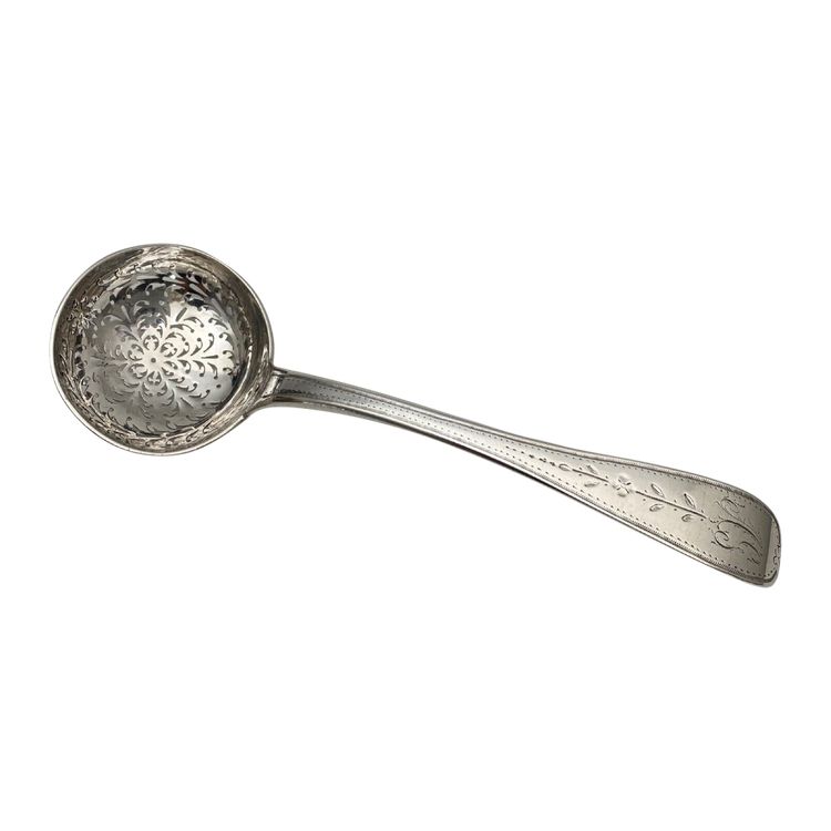 18th century silver sprinkling spoon, Farmers General hallmarks