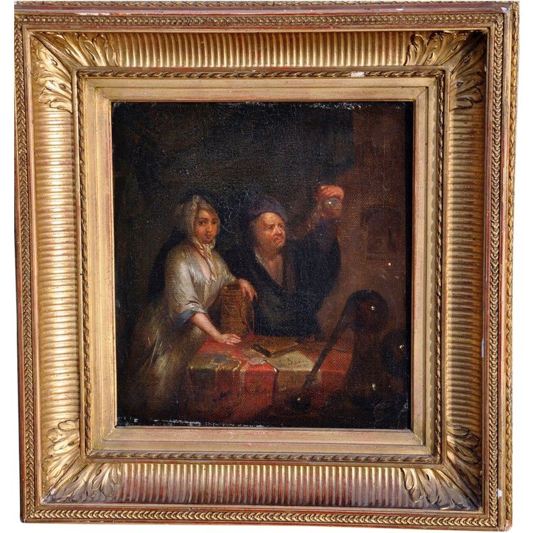 Öl Auf Leinwand "test De Grossesse" Circa 1670, signiert Biset