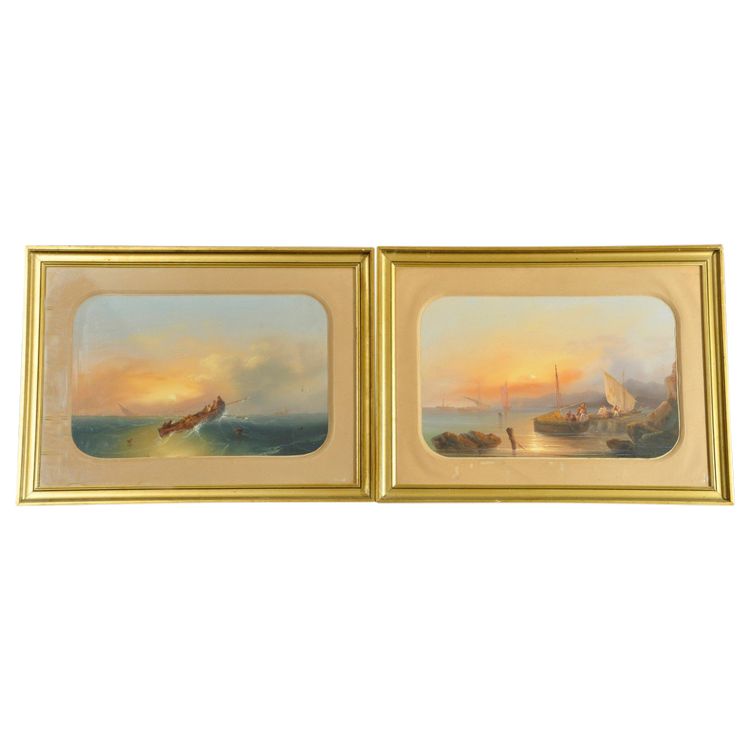 Paire gouaches XIXe Siècle Signées Guispe Delpino