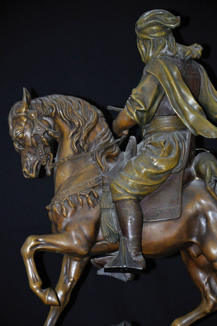 Cavaliere arabo del XIX secolo firmato Barye Fils & Guillaumin