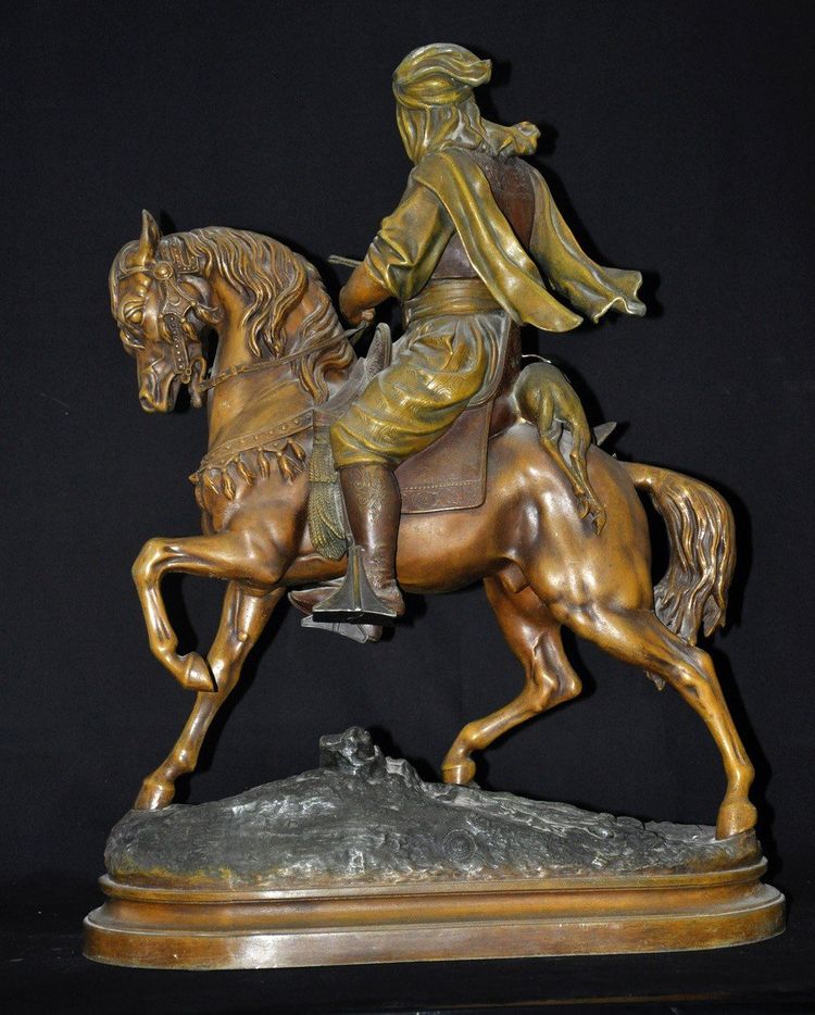 Cavaliere arabo del XIX secolo firmato Barye Fils & Guillaumin